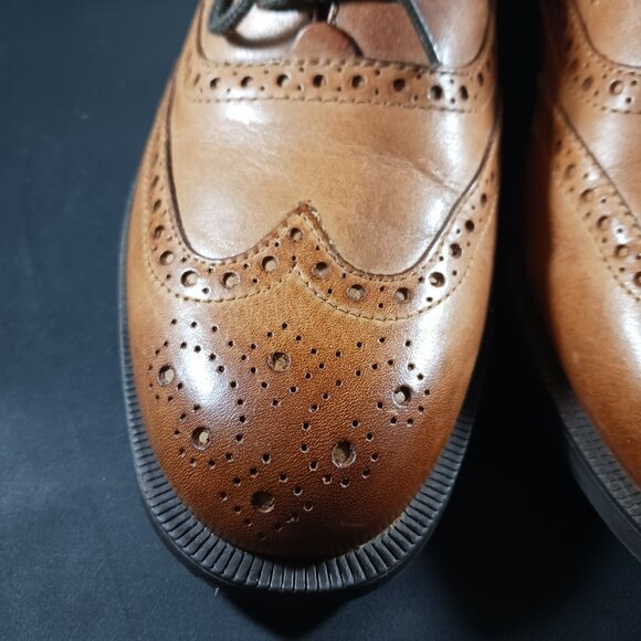 COLE HAAN British Tan Dustin Wing Tip Oxford Dress Shoe Men's 7M - Picture 3 of 12